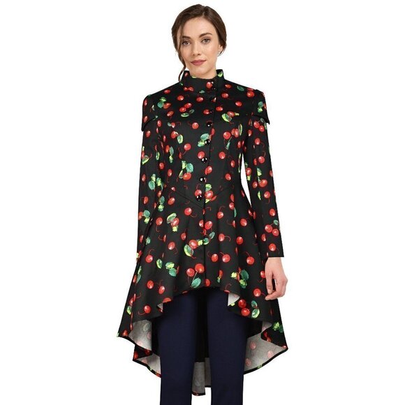 Corset-Backed Cherries Jacket in Black - Picture 1 of 8